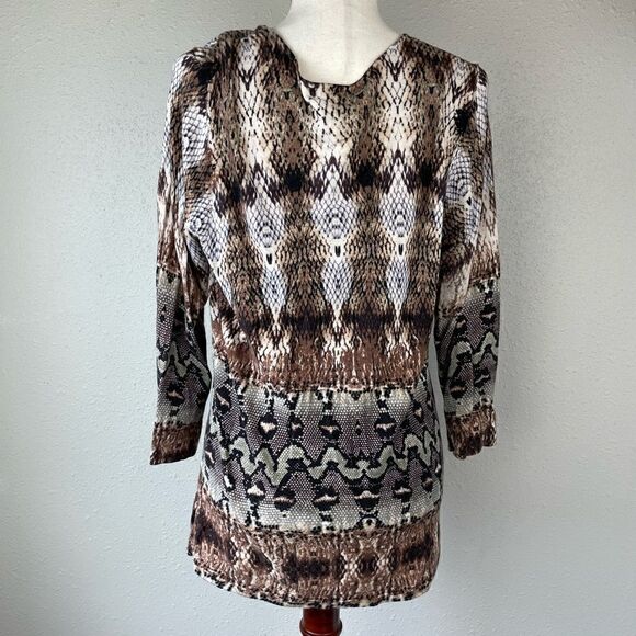 NWOT Alberto Makali Snake Skin Print V-Neck Top Size XL - Picture 6 of 7